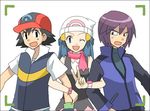  1girl 2boys child hikari_(pokemon) multiple_boys pokemon pokemon_(anime) satoshi_(pokemon) shinji_(pokemon) v 