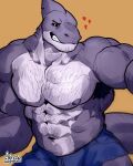 &lt;3 4:5 anthro armpit_hair better_version_at_source black_sclera body_hair bottomwear clothed clothing dylarts fish gael_(audaz) hi_res male marine muscular shark shorts smile solo