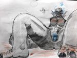 absurd_res anthro butt female genitals glowing glowing_genitalia godzilla godzilla_(series) graphite_(artwork) hi_res pencil_(artwork) pussy sitting sofn54 solo spread_legs spread_pussy spreading thick_thighs toho traditional_media_(artwork)
