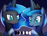  blue_eyes blue_hair blush crown equine eyeshadow female feral friendship_is_magic hair horn horse makeup mammal moon my_little_pony necklace negativefox nightmare_moon_(mlp) pony princess_luna_(mlp) smile winged_unicorn wings 