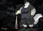 2019 anthro artist_name baseball_bat bat_(object) belly belt big_breasts blood_stain blue_eyes bottomwear breasts brown_hair canid canine canis clothing cuffs_(clothing) digital_media_(artwork) english_text female footwear fur grey_body grey_fur hair hand_in_pocket hat headgear headwear huge_breasts jacket mammal multicolored_body multicolored_fur nailed_bat nails overweight overweight_anthro overweight_female pockets shirt shoes shorts sneakers solo sophia_(xxsparcoxx) teeth text topwear two_tone_body two_tone_fur weapon white_body white_fur wolf xxsparcoxx