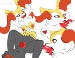 anthro bodily_fluids braixen bulge bulge_lick canid canine cum duo fellatio female fluffy fox generation_6_pokemon genital_fluids genitals hi_res lavenderscent licking looking_pleasured male male/female mammal nintendo oral penetration penile penis penis_lick pokemon pokemon_(species) sex tongue vaginal vaginal_penetration