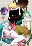  animal_ears bad_id bad_pixiv_id blonde_hair blush breasts cat_ears cat_tail centaur copyright_request cyclops english fairy glasses green_eyes green_hair grin head_fins hihumiyoimu hug insect_girl large_breasts long_hair medium_breasts mermaid monster_girl multiple_girls multiple_tails nipples nude one-eyed paws purple_eyes purple_hair red_hair short_hair small_breasts smile spider_girl tail yellow_eyes 