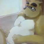  belly chubby kounosuke male morenatsu overweight solo sweat topless unknown_artist 