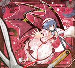  bad_id bad_pixiv_id bat_wings blue_hair boxcutter calligraphy_brush compass dress hat highres itomugi-kun note paint paintbrush red_eyes red_string remilia_scarlet ribbon ruler scissors short_hair skirt smile solo string touhou tube wings 