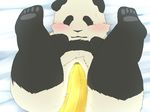  banana bear blush feral fruit kemono looking_at_viewer male mammal okatana panda shirokuma_cafe smile solo suggestive suggestive_food sweat sweatdrop 