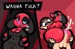 animal_crossing anthro big_breasts big_butt bodily_fluids breasts butt canid canine canis cherry_(animal_crossing) cum domestic_dog ejaculation female genital_fluids human male male/female mammal nintendo piercing pixelcap red_body text villager_(animal_crossing)