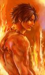  bad_id bad_pixiv_id black_hair closed_eyes fire male_focus muscle one_piece portgas_d_ace solo tsuyomaru 