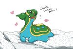  black_eyes blanket bright_pupils commentary_request gastrodon gastrodon_(east) heart looking_to_the_side no_humans notice_lines open_mouth pokemon pokemon_(creature) sonetales translation_request white_background white_pupils 