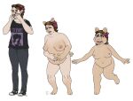 2021 anthro bodily_fluids bottomwear breasts brown_hair clothing crying digital_media_(artwork) domestic_pig female footwear genitals growth hair human human_to_anthro mammal miss_piggy muppets navel nipples nude open_mouth overweight overweight_anthro pants pussy sequence shirt shoes shrinking simple_background size_transformation solo species_transformation suid suina sus_(pig) tail tail_growth tears tittydispenser topwear transformation weight_gain white_background