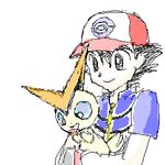  1boy child lowres oekaki pokemon pokemon_(anime) satoshi_(pokemon) victini 
