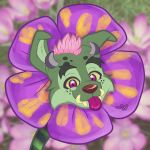absurd_res anthro flower hi_res jumpstart_games male naoto neopets pebeanjay pebeanjay_flowers petals plant solo tongue tongue_out ych