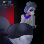 1:1 2023 anus artist_name beanontoast bent_over big_butt black_body black_eyes blue_hair bottomless bottomless_female bottomless_humanoid bubble_butt butt chef_hat clothed clothing detailed_background digital_drawing_(artwork) digital_media_(artwork) eyelashes female five_nights_at_freddy&#039;s five_nights_at_freddy&#039;s:_security_breach genitals grey_body hair hat headgear headwear hi_res humanoid inside leaning leaning_forward looking_at_viewer looking_back looking_back_at_viewer machine multicolored_body patreon patreon_logo pussy robot robot_humanoid s.t.a.f.f._bot_(fnaf) scottgames solo steel_wool_studios thick_thighs twitter twitter_logo two_tone_body watermark wide_hips