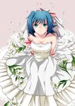  bad_id bad_pixiv_id blue_eyes blue_hair cardfight!!_vanguard dress flower genderswap genderswap_(mtf) lily_(flower) ribbon sendou_aichi tooko_(toko3188) wedding_dress 