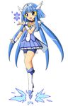  aoki_reika bike_shorts blue blue_eyes blue_hair blue_skirt boots cerasus choker cure_beauty full_body knee_boots long_hair magical_girl precure simple_background skirt smile_precure! snow solo tiara white_background 