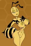  arthropod bald bee big_breasts breasts bug female insect insectoid lips looking_at_viewer navel nipples nude pussy slb solo stinger 
