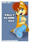 2023 5_fingers anthro archie_comics biped blue_eyes boots breasts clothing english_text female fingers footwear ground_squirrel hi_res jacket_only mammal medium_breasts nipples open_mouth open_smile rodent sally_acorn sciurid sega simple_background sitting smile socksdrawssocs solo sonic_the_hedgehog_(archie) sonic_the_hedgehog_(comics) sonic_the_hedgehog_(series) text