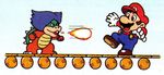  battle blue_eyes blue_hair bridge eyes fire fireball koopa koopalings lowres ludwig_von_koopa male male_focus mario mario_(series) nintendo panicking simple_background spikes super_mario_bros. super_mario_world sweatdrop 