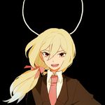  afuro_terumi blonde_hair formal inazuma_eleven_(series) inazuma_eleven_go l_hakase long_hair male_focus necktie ponytail red_eyes simple_background solo suit 
