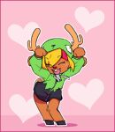 2023 animated anthro antlers bangs black_hooves black_nose blonde_hair bottomless brown_antlers brown_body buckteeth caramelldansen cherrystarart clothed clothing colored dancing deer deltarune eyebrows eyes_closed featureless_hands female freckles gir_(invader_zim) gir_hoodie green_clothing green_hoodie green_topwear hair hair_over_eye hand_on_head happy happy_dance heart_symbol hoodie hoodie_only hooves horn invader_zim long_hair loop mammal meme multicolored_clothing nickelodeon noelle_holiday one_eye_obstructed open_mouth pink_background red_nose shaded shadow short_playtime short_tail simple_background solo tail teeth tongue topwear topwear_only translucent translucent_hair two_tone_clothing undertale_(series) zipper