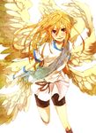  afuro_terumi angel_wings bad_id bad_pixiv_id bike_shorts blonde_hair inazuma_eleven inazuma_eleven_(series) long_hair looking_at_viewer male_focus multiple_wings otoko_no_ko red_eyes seraph solo white_background wings zeus_(inazuma_eleven) 