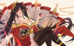  1girl absurdly_long_hair akaku_99 azur_lane black_hair black_sash black_thighhighs breasts cleavage crossed_legs cup drinking_glass feet_out_of_frame from_side highres holding holding_cup huge_breasts japanese_clothes kimono long_hair long_sleeves looking_at_viewer looking_to_the_side mask mask_on_head red_eyes red_kimono sash sitting taihou_(azur_lane) thighhighs very_long_hair wide_sleeves wine_glass zettai_ryouiki 