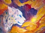 2015 ambiguous_gender blue_eyes climbtothestars cloud dated eyebrows felid feral fluffy fur grey_body grey_fur mammal markings outside painting_(artwork) pantherine pink_nose signature sky smile snow_leopard solo spots spotted_body spotted_fur sun traditional_media_(artwork) warm_colors watercolor_(artwork) whiskers