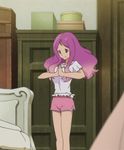  akb0048 animated animated_gif breasts kishida_mimori long_hair lowres purple_eyes purple_hair spinning 