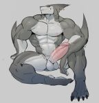 abs anthro balls barefoot deltoids dottodottodott0 erection feet fish genitals humanoid_genitalia humanoid_penis male manly marine muscular muscular_anthro muscular_male nipples nude pecs penis shark solo toes