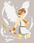  angel_wings bad_deviantart_id bad_id blue_eyes bow_(weapon) bracer brown_hair charmwitch highres kid_icarus male_focus no_legs pit_(kid_icarus) solo tunic vambraces weapon wings 