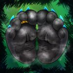 4_toes absurd_res anthro bear black_body black_fur black_pawpads blue_claws bodily_fluids chi_panda chi_panpan claws close-up digit_ring disembodied_foot feet foot_fetish foot_focus foot_shot fur giant_panda hi_res huge_filesize humanoid_feet jewelry male mammal musk musk_clouds musky_feet pawpads plantigrade ring simple_background smelly smelly_feet smelly_paws soles solo sweat sweatdrop sweaty_feet sweaty_toes toe_claws toe_ring toes wrinkled_feet wrinkles