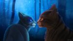 2016 ambiguous_gender blue_body blue_eyes blue_fur blue_theme bluestar_(warriors) brown_body brown_fur climbtothestars detailed detailed_fur digital_media_(artwork) digital_painting_(artwork) domestic_cat duo eye_contact felid feline felis female_(lore) feral fur glowing glowing_eyes looking_at_another male_(lore) mammal notched_ear orange_eyes outside plant shaded starclan_(location) tabby_cat tigerstar_(warriors) tree warriors_(book_series) whiskers