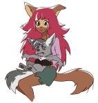 anthro bottomwear clothing duo female feral hug hybrid sitting skirt tama-tama