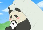  blush chubby cuddling hug kemono mammal okatana panda plushie polar_bear shirokuma shirokuma_cafe 