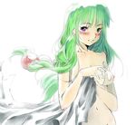  1girl blush breasts glasses green_hair long_hair navel philia_felice purple_eyes tales_of_(series) tales_of_destiny 