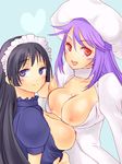  2girls atwight_eks black_hair blue_eyes blush breasts choker hat marian multiple_girls open_mouth purple_hair red_eyes smile tales_of_(series) tales_of_destiny 