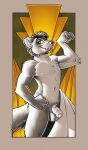 animal_humanoid anthro art_deco balls black_and_white digital_drawing_(artwork) digital_media_(artwork) facial_hair flexing flexing_bicep fluffy fluffy_tail foreskin genitals green_eyes head_hair head_tuft hi_res humanoid looking_at_viewer mammal mammal_humanoid monochrome mustelid mustelid_humanoid musteline musteline_humanoid navel nipples penis simple_background simple_coloring sketch smile smiling_at_viewer softailfox solo tail towel towel_around_waist true_musteline tuft weasel weasel_humanoid