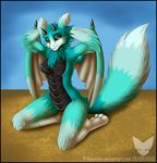  anthro blue_fur breasts dragon female fluffy fur looking_at_viewer mark_haynes nude scales solo wings zephyr 