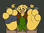 3_toes 4:3 5_fingers anthro barefoot bound clothing deaathtraap feet felid female fingers foot_focus katia_managan khajiit mammal plantigrade prequel_adventure shirt soles solo the_elder_scrolls toes topwear tunic yellow_sclera