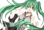  bad_id bad_pixiv_id detached_sleeves green_eyes green_hair hatsune_miku highres long_hair necktie open_mouth shina_(tori-sai10) simple_background skirt solo thighhighs twintails very_long_hair vocaloid white_background 