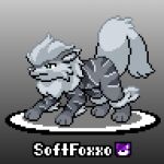 1:1 animated arcanine artist_name bow_(bowhuskers) digital_media_(artwork) feral fluffy fluffy_tail fur generation_1_pokemon green_eyes grey_body grey_fur low_res male nintendo pixel_(artwork) pixel_animation pokemon pokemon_(species) short_playtime simple_background softfoxxo solo tail