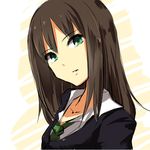  bad_id bad_pixiv_id brown_hair close-up green_eyes idolmaster idolmaster_cinderella_girls long_hair necktie ruichi shibuya_rin solo 