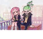  +++ 1boy 1girl agent_3_(splatoon) agent_8_(splatoon) blazer blue_jacket blue_pants blue_skirt blush can closed_eyes closed_mouth collared_shirt commentary drink_can eating fang film_grain food green_eyes hair_ornament hair_tie hairclip headphones headphones_around_neck holding holding_can holding_food inkling inkling_boy inkling_player_character jacket long_hair long_sleeves looking_at_another necktie octoling octoling_girl octoling_player_character open_clothes open_jacket open_mouth pants pink_necktie pleated_skirt pointy_ears ponytail pout puff_of_air red_hair sandwich school_uniform shirt short_hair sitting skirt socks splatoon_(series) suction_cups sweater_vest tentacle_hair thenintlichen96 thick_eyebrows white_shirt white_socks yellow_eyes yellow_sweater_vest 