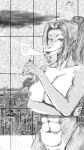 absurd_res anthro architecture big_breasts breasts building city detailed detailed_background detailed_scales dragon female fluxdivided genitals glistening glistening_eyes hair hi_res landscape long_hair manga_style mythological_creature mythological_scalie mythology nipples pussy scales scalie sky skyscraper solo