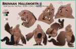 absurd_res anthro backsack balls biped brennan_hallsworth brown_body brown_fur butt color_swatch flaccid fur genitals hi_res humanoid_genitalia humanoid_penis kindofabigseal male mammal marine model_sheet open_mouth open_smile penis pinniped sea_lion smile solo steller_sea_lion tail whiskers