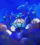  artist_name blue_fire blue_sky chandelure cloud commentary_request evolutionary_line fire floating highres litwick night night_sky no_humans pokemon pokemon_(creature) sky star_(sky) star_(symbol) su_(sajo_su5) twitter_username yellow_eyes 