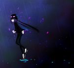  enderman glowing glowing_eyes hair_ornament hat long_hair minecraft pale_skin personification puddle purple_eyes purple_hair qsr rain solo sparkle twintails wind 