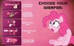  blue_eyes cannon english_text equine female feral flamethrower friendship_is_magic gun hair horse mammal my_little_pony pink_hair pink_theme pinkie_pie_(mlp) pony ranged_weapon ray_gun rocket_launcher text weapon 