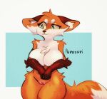 anthro big_breasts black_eyes breasts canid canine ears_down eyebrows female fox fur genitals hi_res mammal multicolored_body multicolored_fur orange_body orange_fur pappy_(vkontakte) parazari pivoted_ears pussy solo standing tail thick_thighs white_body white_fur yellow_sclera