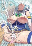  1boy 1girl aqua_(konosuba) bare_shoulders blue_eyes blue_hair blue_shirt blue_thighhighs blush boots breasts commentary_request crying_aqua_(meme) detached_sleeves excessive_pussy_juice female_ejaculation female_orgasm forced_orgasm hair_ornament hair_rings head_back hetero highres hitachi_magic_wand kono_subarashii_sekai_ni_shukufuku_wo! large_breasts long_hair meme nipples no_panties open_mouth orgasm partial_commentary pussy_juice sex_toy shirt skirt solo_focus sweat tears tetrodotoxin thighhighs very_long_hair vibrator 